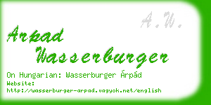 arpad wasserburger business card